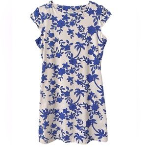 Mahi Gold Womens Size Small Palm Floral Annie Blue & White Resortwear Mini Dress